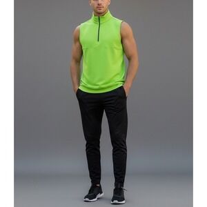 Dunning Golf Mens 1/2 Zip Performance Pullover Lime Neon Green Vest Small